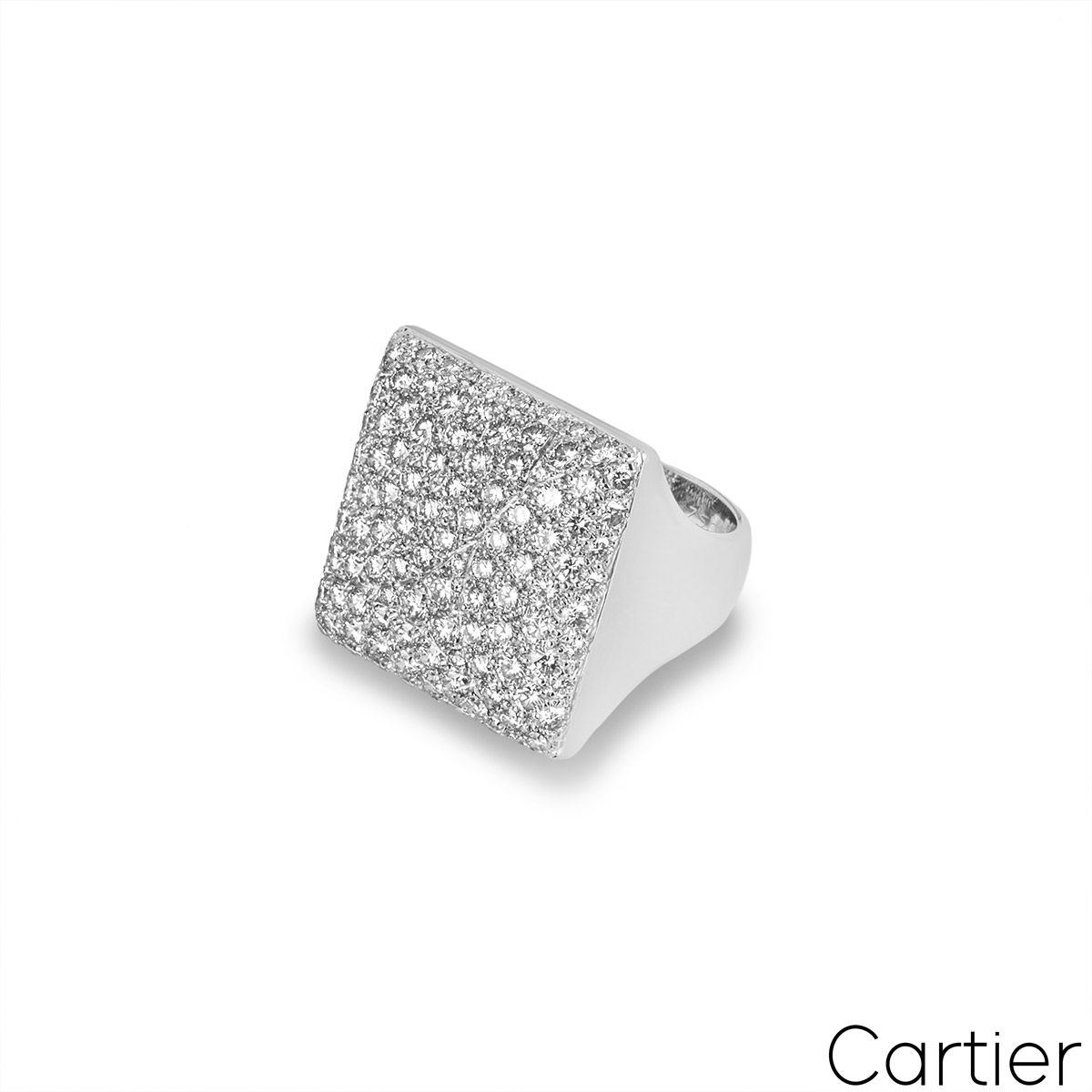 Cartier White Gold Diamond Berlingot Ring 3.00ct TDW